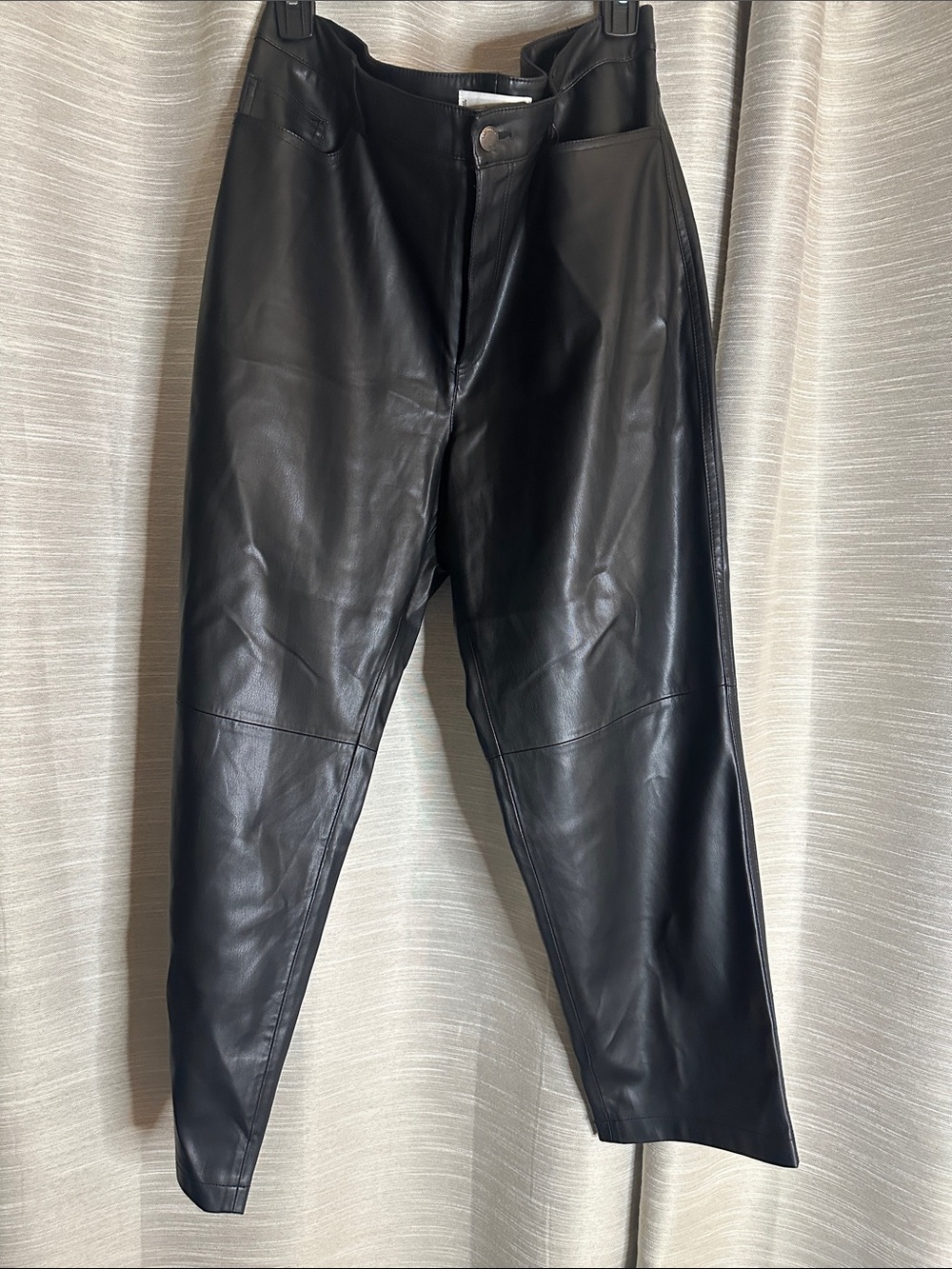 Mango Black Faux Leather Trousers - Sleek Tapered Fit